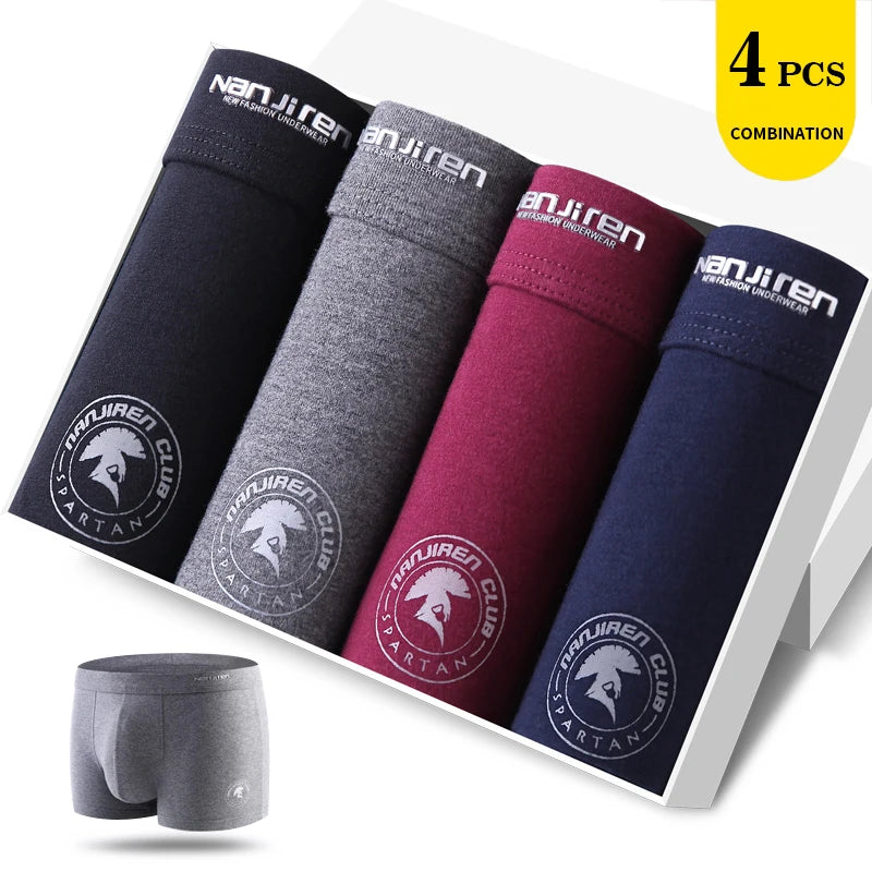 Calzoncillos de algodón para hombre, ropa interior Sexy, transpirable, de marca, 4 piezas