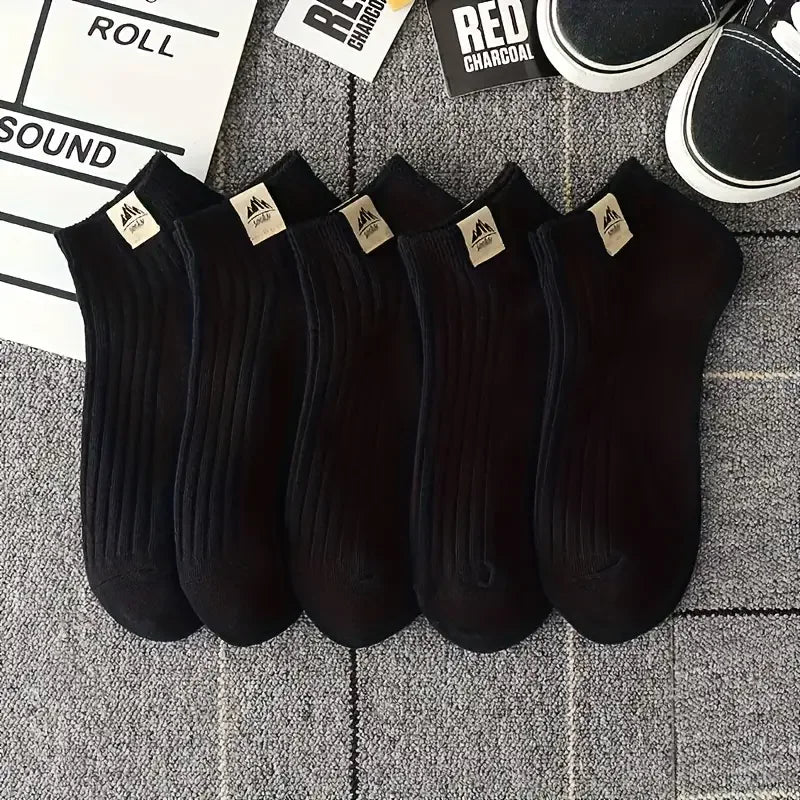 5/10 pares de calcetines casuales de alta calidad para deportes al aire libre para hombres en Color blanco y negro calcetines cómodos y suaves para hombres