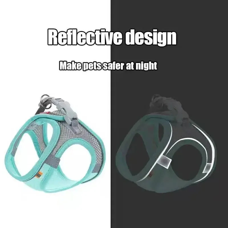 Arnés para Perros y Gatos, Conjunto de Arnés y Correa para el Pecho, Reflectante, Transpirable y Ajustable, para Perros Pequeños y Medianos, para Paseos al Aire Libre