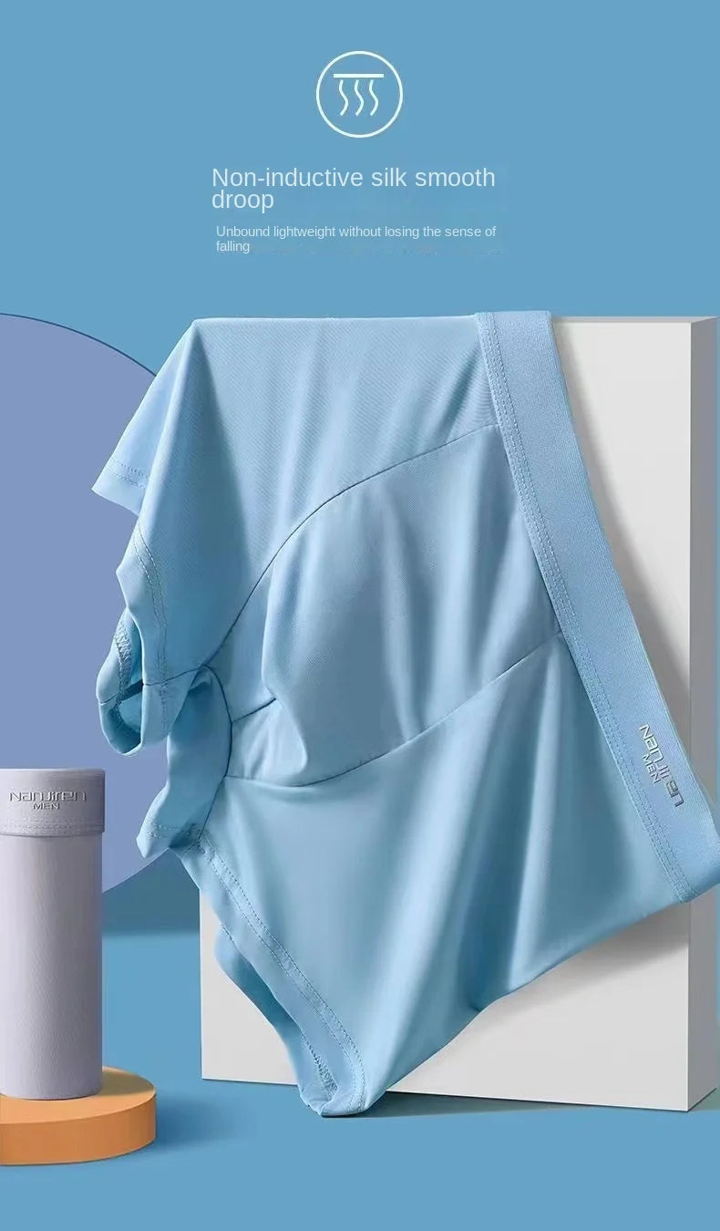 4 Uds Boxer Shorts ropa interior de seda de hielo para hombre calzoncillos masculinos transpirables bragas finas sexis lencería convexa en U lotes al por mayor L-6XL
