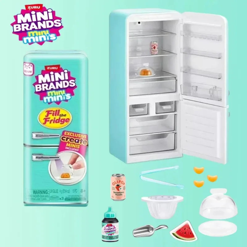 ZURU Original Fill The Fridge Mini Refrigerator Set Mini Brands Ball Series Caja Sorpresa Misteriosa Juguete de Casa de Muñecas Decoración Regalos