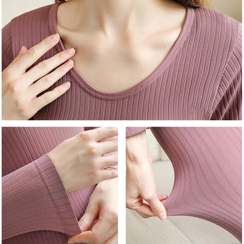 1 Juego de ropa interior térmica cálida, ropa íntima sexi para mujer, Calzoncillos largos con forma de mujer, ropa moldeadora térmica de cuello medio para mujer