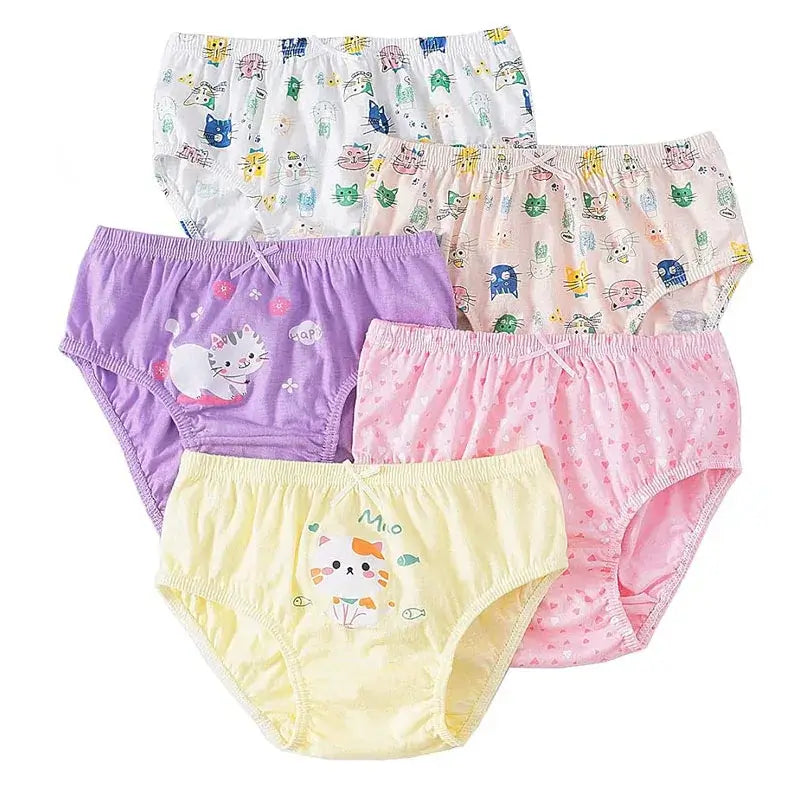 2/5/10 Uds bragas de algodón para niñas lindo gato unicornio Arco Iris varios patrones de dibujos animados calzoncillos para niñas ropa interior cómoda y suave para niños.