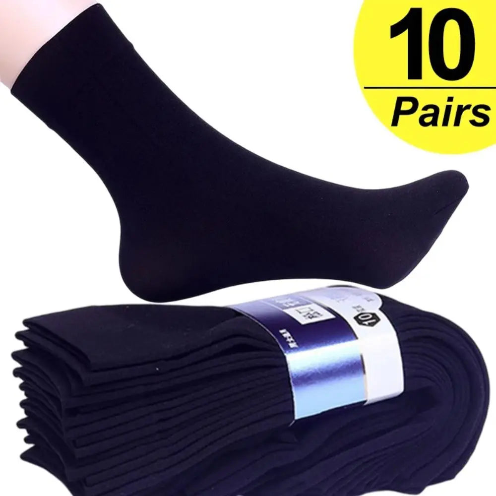 10 pares de calcetines de seda de hielo para hombre, calcetines ultrafinos de verano y primavera, calcetines de negocios sólidos, calcetines suaves transpirables, calcetines tobilleros de fibra de bambú
