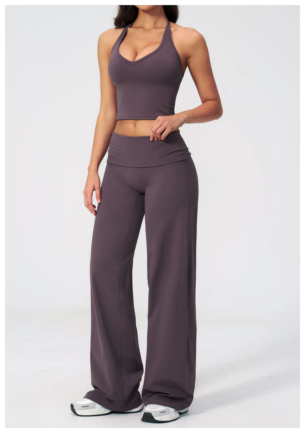 Conjunto Deportivo de Yoga para Mujer, Conjunto de Dos Piezas, Pantalones y Top, Traje Deportivo para Gimnasio, Yoga y Entrenamiento