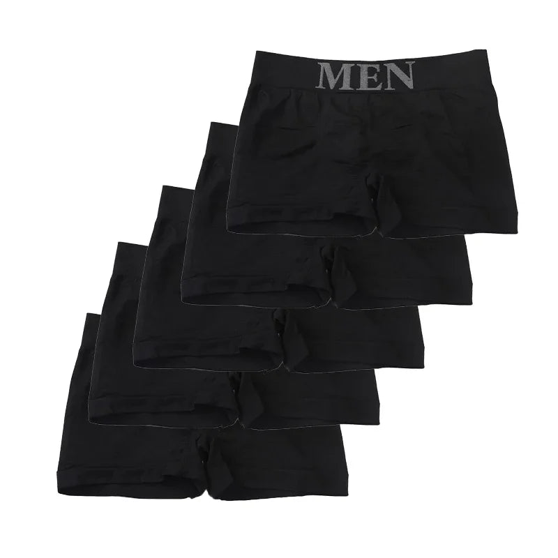Calzoncillos tipo bóxer para hombre, ropa interior transpirable de alta elasticidad, pantalones cortos elásticos de algodón suave, bragas cómodas de color liso, 5 uds.