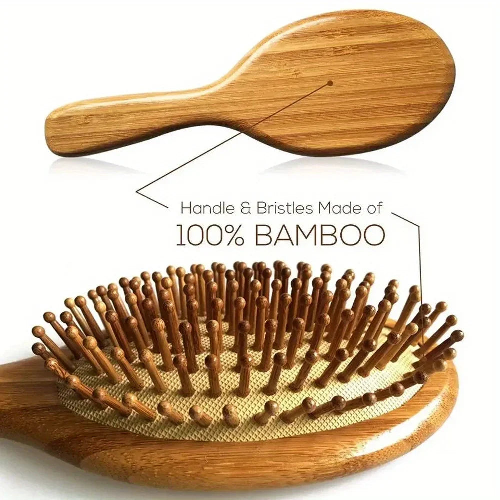 Peine de paleta de bambú Natural, peine con cojín de aire, masaje del cuero cabelludo, peine antiestático sin enredos, especial para pelucas de cabello real