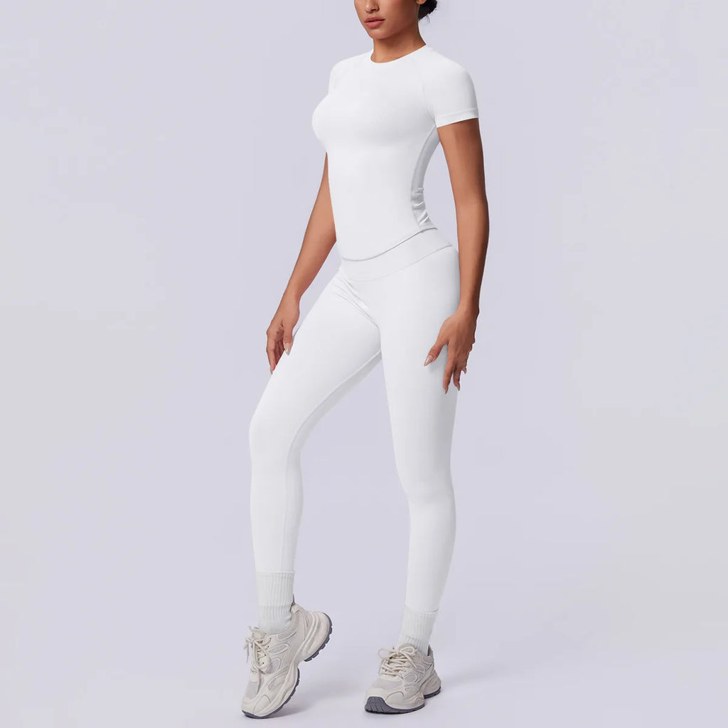 Conjunto Deportivo de Yoga para Mujer, Conjunto de Dos Piezas, Pantalones y Top, Traje Deportivo para Gimnasio, Yoga y Entrenamiento