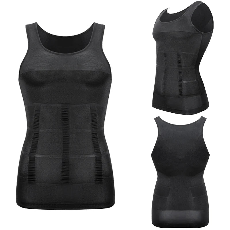 Chaleco moldeador de cuerpo adelgazante para hombre, camisa Abs para Abdomen, entrenamiento de gimnasio delgado, Control de barriga, camiseta sin mangas de compresión, ropa moldeadora sin mangas