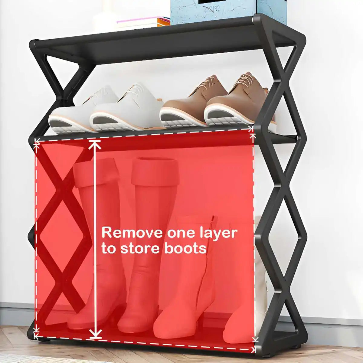 Zapatero de 4 Niveles en Forma de X, Multifuncional, a Prueba de Polvo, para Dormitorios, Entradas, Pasillos y Habitaciones