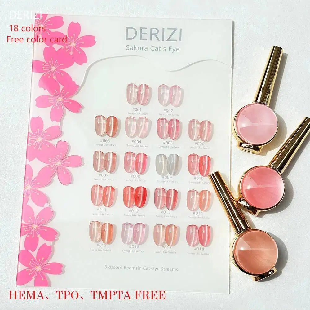 Juego de esmaltes de uñas en Gel de ojo de gato de cristal Sakura rosa, barniz de Gel LED UV magnético brillante semipermanente con tarjeta de Color