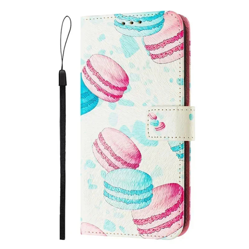 13 Funda de teléfono de cuero para iPhone 13 12 Mini 11 Pro 13Pro 12Pro Max 11Pro Coque Flip Cover Wallet fundas pintadas magnéticas gato oso