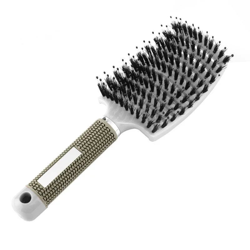 Cepillo para el cabello, cepillo para el cabello exfoliante, cerdas, peine para el cabello rizado húmedo para mujer, herramienta de peinado para salón, especial para pelucas de cabello Real