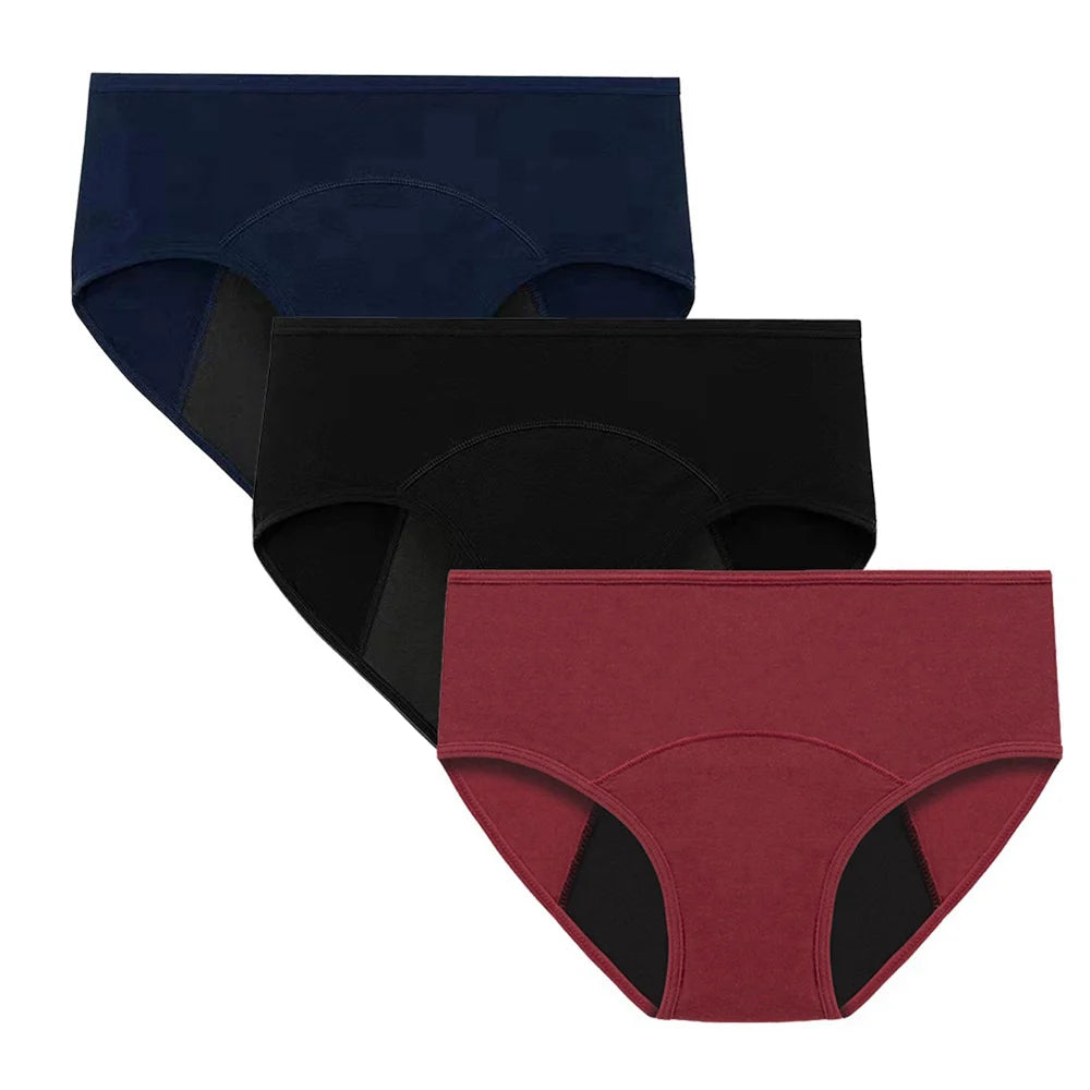 Bragas menstruales muy abundantes para mujer, calzoncillos de algodón transpirables, ropa interior fisiológica de cintura baja para mujer