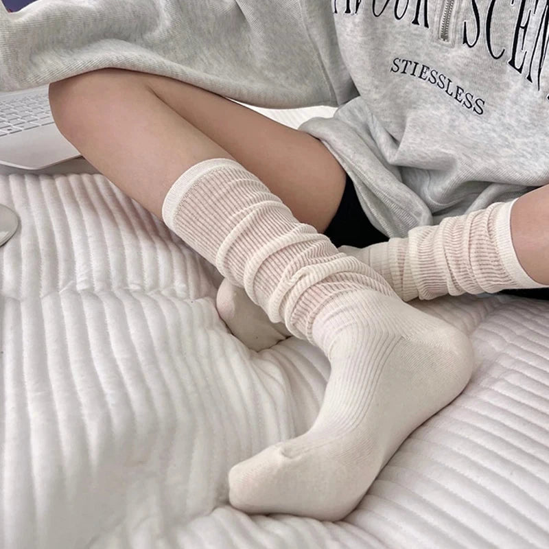 Calcetines de estilo Lolita Y2K para mujer, medias largas y holgadas hasta la rodilla, transpirables, informales, de encaje, suaves, coreanas, 2 uds.