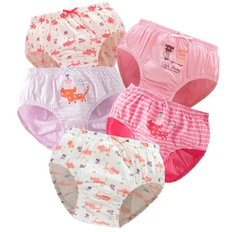 2/5/10 Uds bragas de algodón para niñas lindo gato unicornio Arco Iris varios patrones de dibujos animados calzoncillos para niñas ropa interior cómoda y suave para niños.