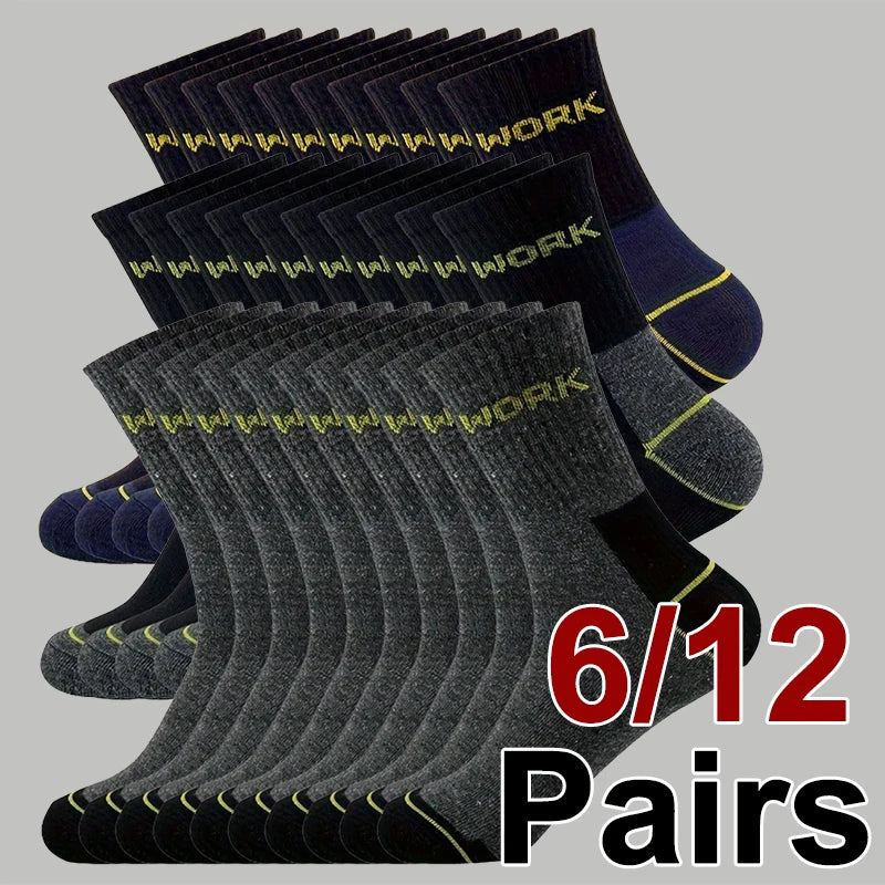 6/12 pares de calcetines de tubo medio a prueba de olores de negocios de alta calidad para hombres calcetines deportivos de ocio transpirables absorbentes del sudor para todas las estaciones