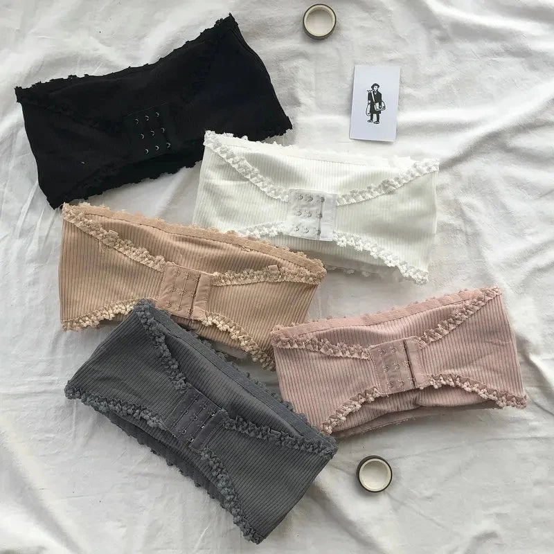 Sujetadores sin tirantes de verano para mujer, Tops sexis de encaje en la espalda para el pecho, ropa interior transpirable sin costuras, sujetador Invisible sólido para envolver el pecho