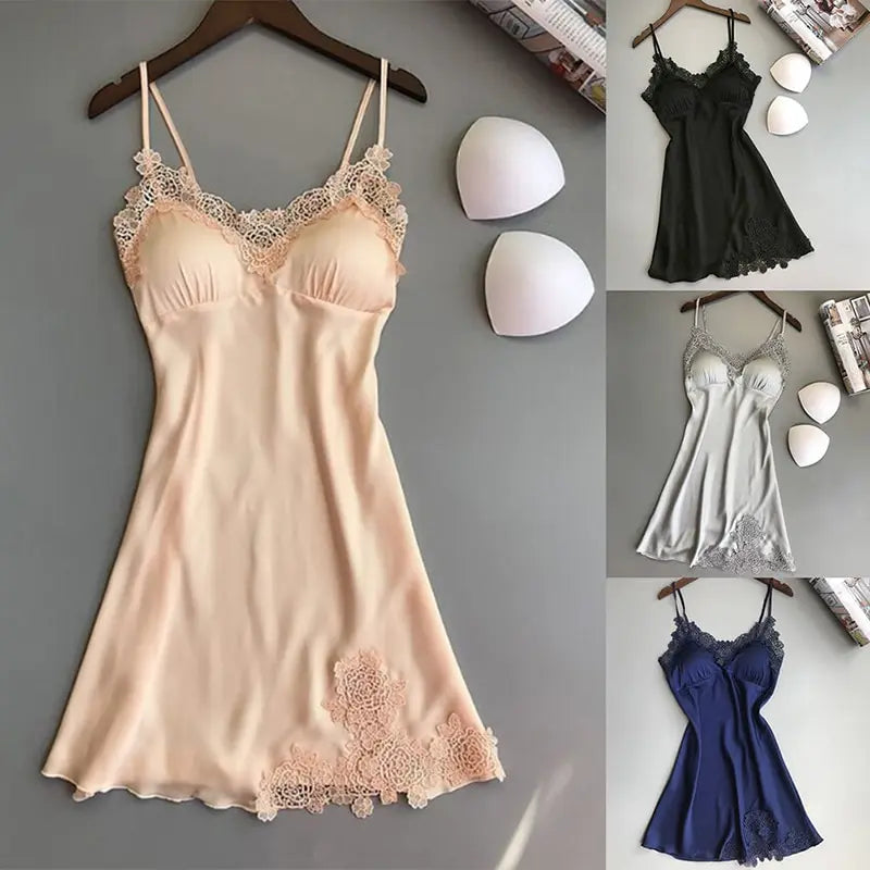 Pijamas sexys para mujer, camisón con tirantes de seda para primavera y verano, vestidos de noche de satén con cuello Halter fino para el hogar