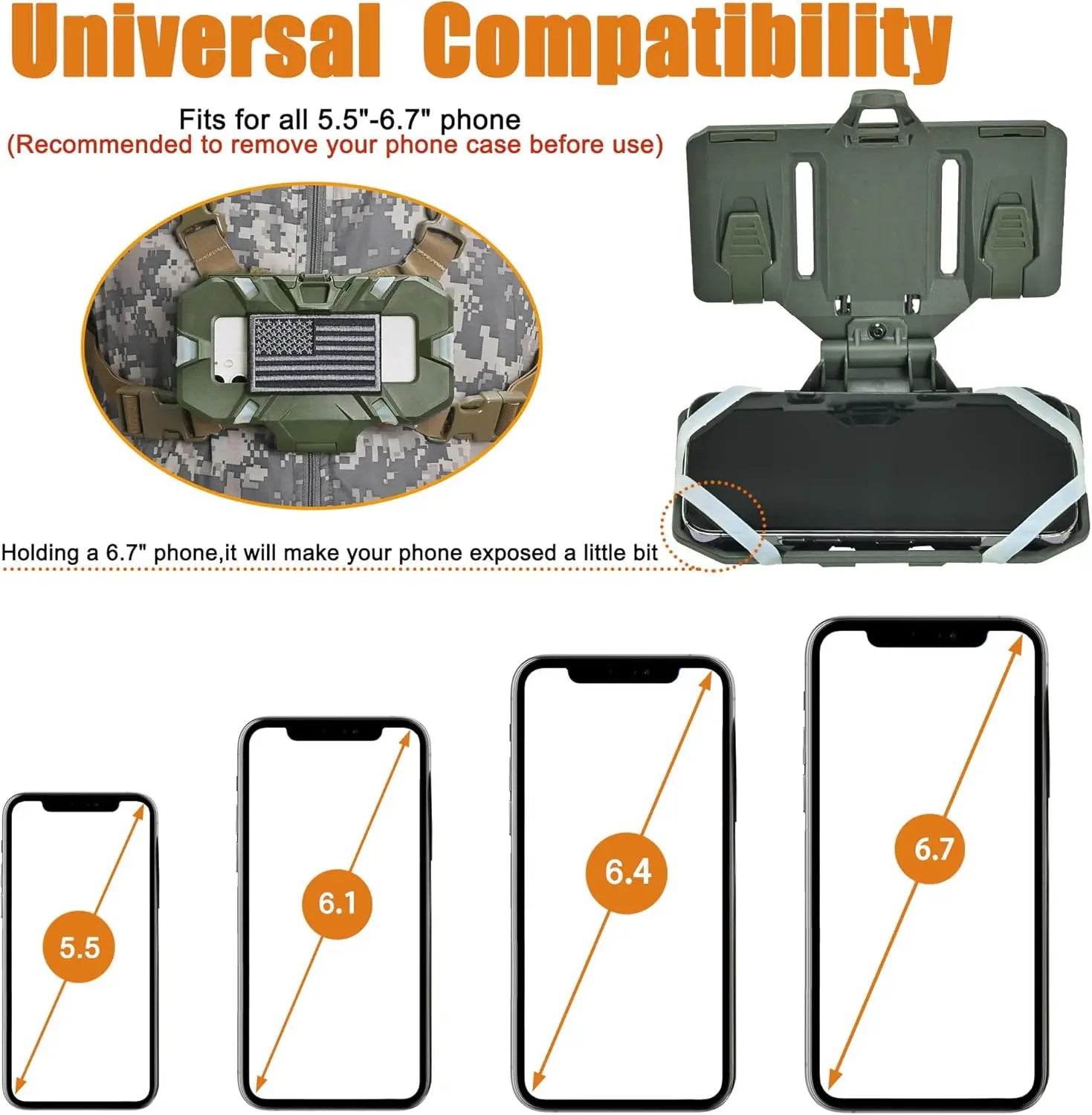 Soporte táctico para teléfono MOLLE, tablero de navegación plegable, equipo de sujeción para teléfono móvil, accesorios para chaleco de caza Airsoft