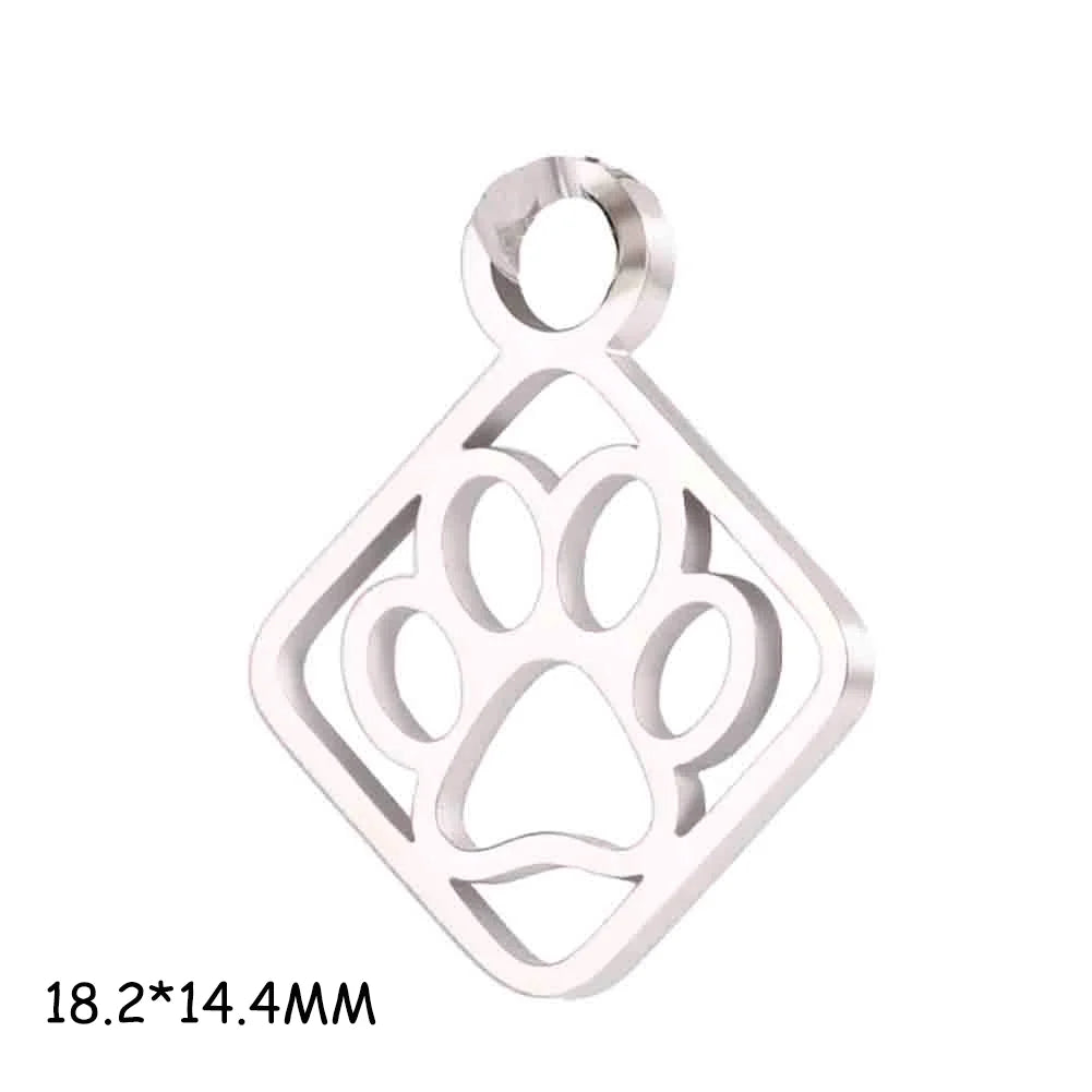 Cazador-abalorios de acero inoxidable con huella de pata de perro y gato, para hacer joyería DIY, bonito colgante de Animal para pulsera, pendientes y collar