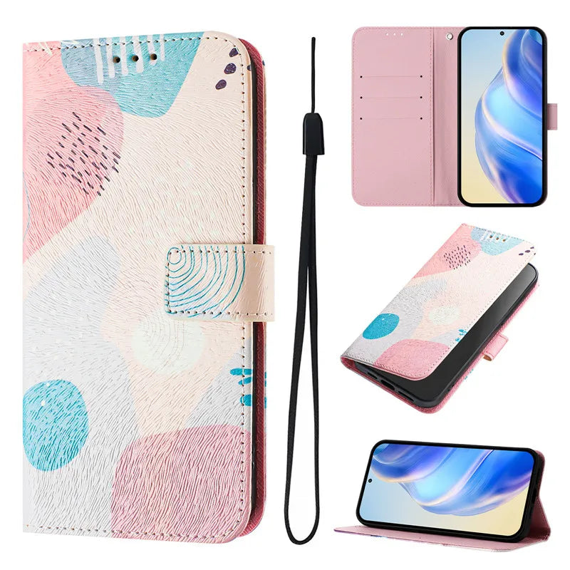 13 Funda de teléfono de cuero para iPhone 13 12 Mini 11 Pro 13Pro 12Pro Max 11Pro Coque Flip Cover Wallet fundas pintadas magnéticas gato oso