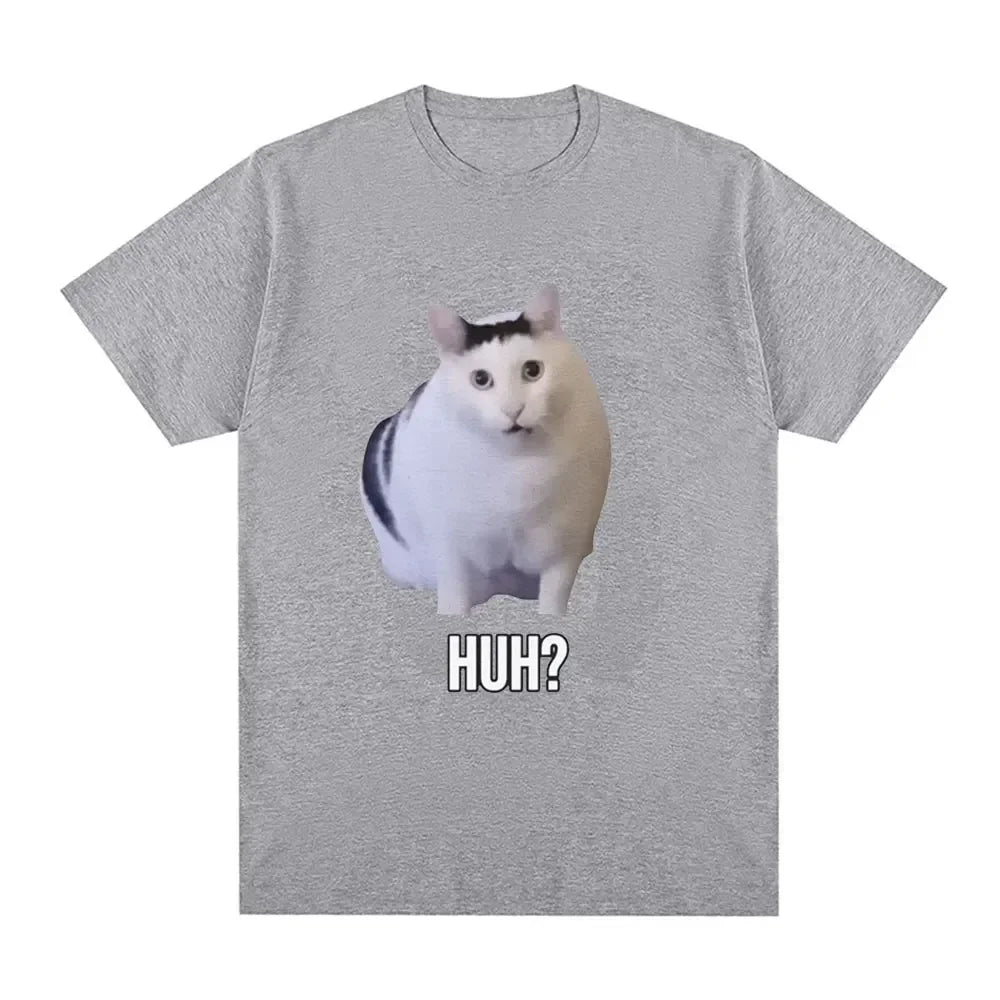 Camiseta divertida de gato Huh para mujer, camisetas de manga corta transpirables para mujer, camiseta Harajuku de moda