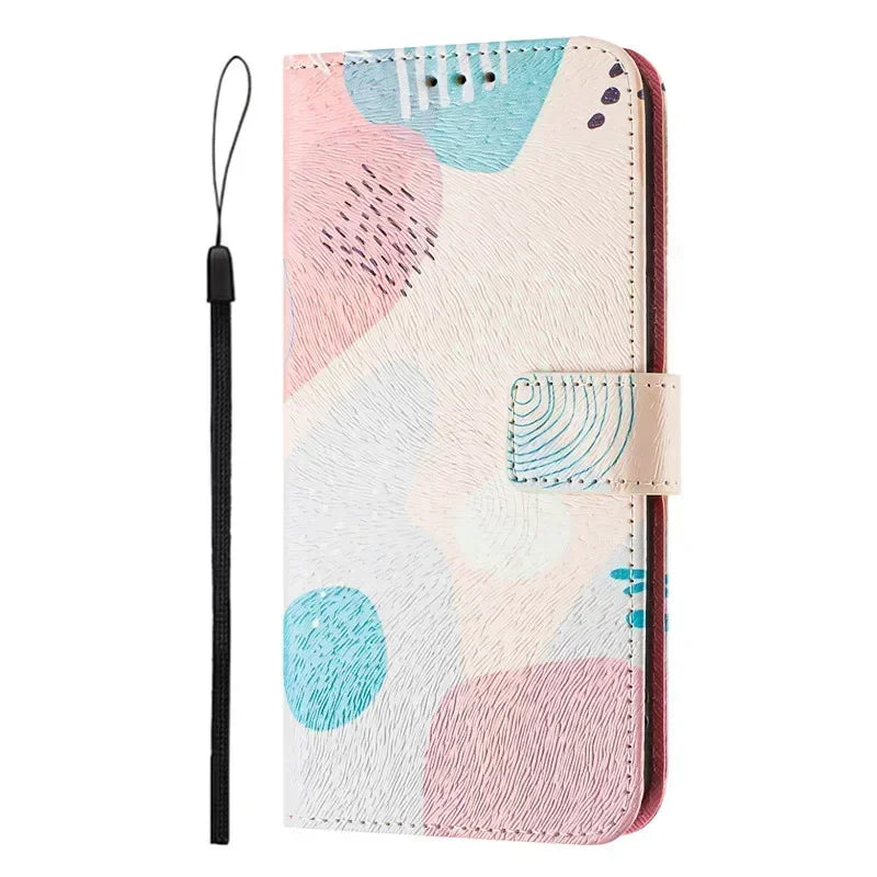 13 Funda de teléfono de cuero para iPhone 13 12 Mini 11 Pro 13Pro 12Pro Max 11Pro Coque Flip Cover Wallet fundas pintadas magnéticas gato oso