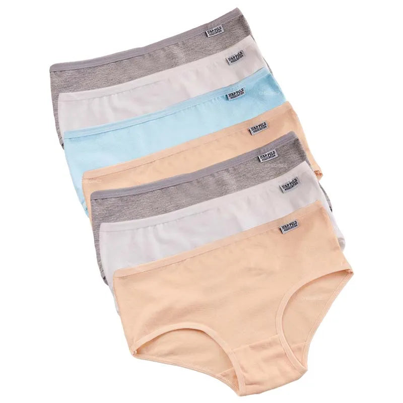 7 unids/lote de ropa interior de talla grande, bragas de algodón para mujer, lencería Sexy, pantalones cortos, ropa interior, bragas sólidas, M-4XL íntima femenina