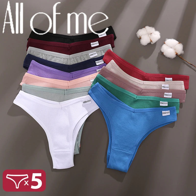 5 unids/set de bragas de lencería de algodón, ropa interior Sexy para mujer, Tangas, calzoncillos femeninos, bragas tipo Tanga, Bikini sólido de 13 colores