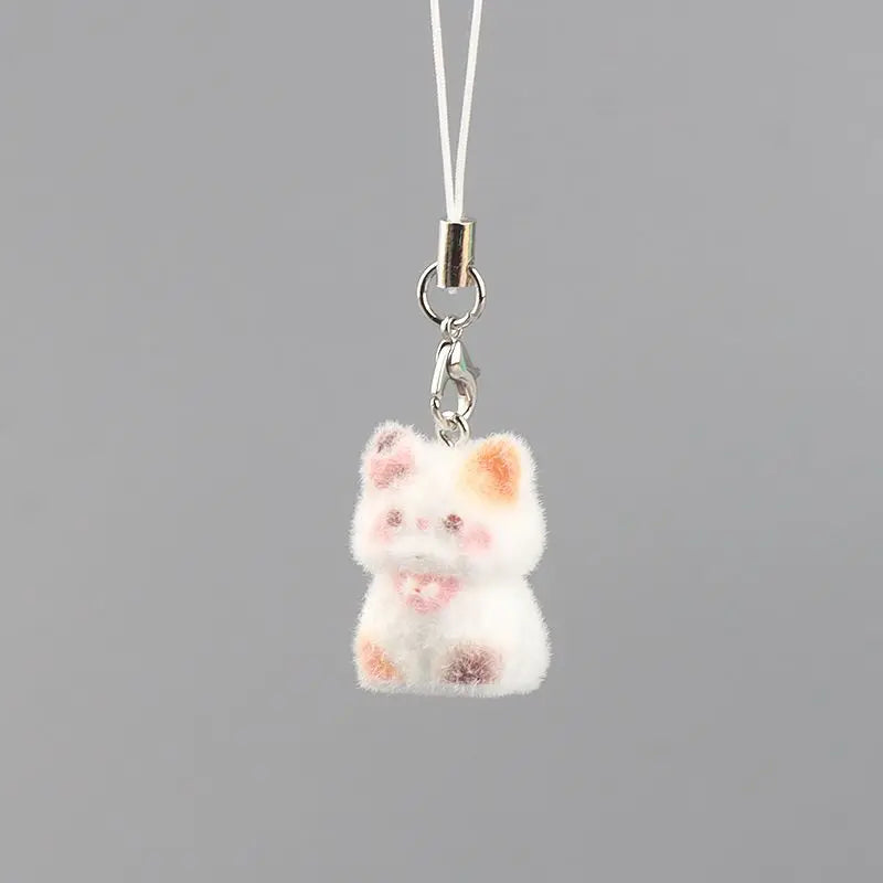 Lindo colgante de perro de resina de peluche 3D, Mini muñeca, colgante para teléfono móvil, decoración de llaves DIY, pequeño adorno artesanal