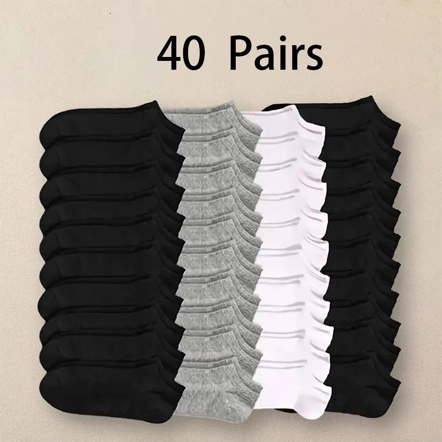 Calcetines Deportivos Unisex de Color Sólido para Primavera/Verano, 10/20/40 Pares, Calcetines Cortos Ligeros y Suaves para Hombre y Mujer, Paquete Económico