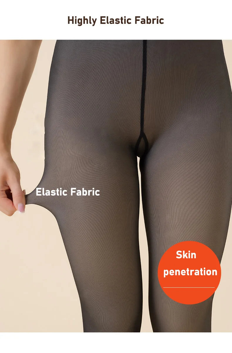 Medias térmicas gruesas para mujer, pantimedias translúcidas sexis cálidas para invierno, pantimedias ajustadas elásticas de cintura alta para mujer