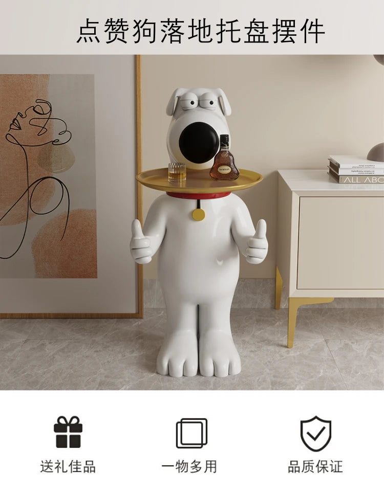 Estatua de perro de dibujos animados para decoración del hogar, estatuilla de resina grande, accesorios creativos para sala de estar, escultura Nórdica