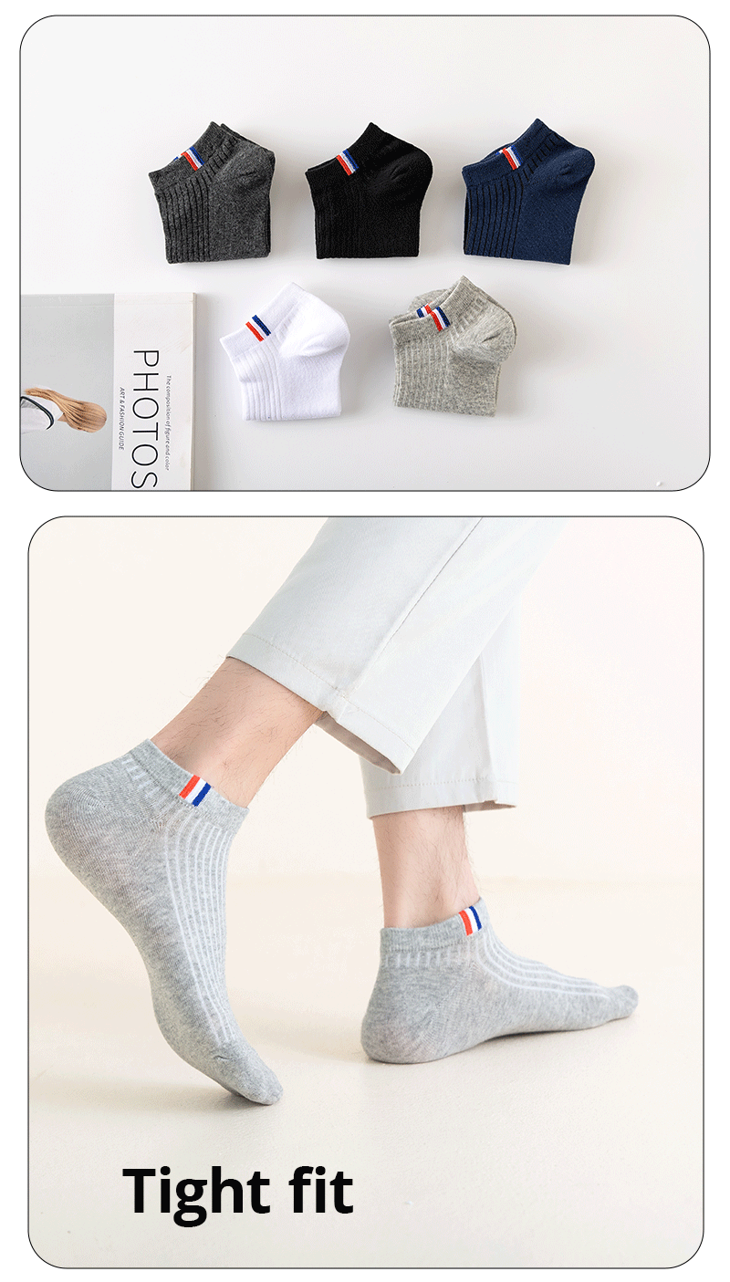 5 pares de calcetines finos de verano para bote de mezcla de colores lisos, calcetines casuales para hombre, calcetines transpirables absorbentes de sudor, calcetines de calibración