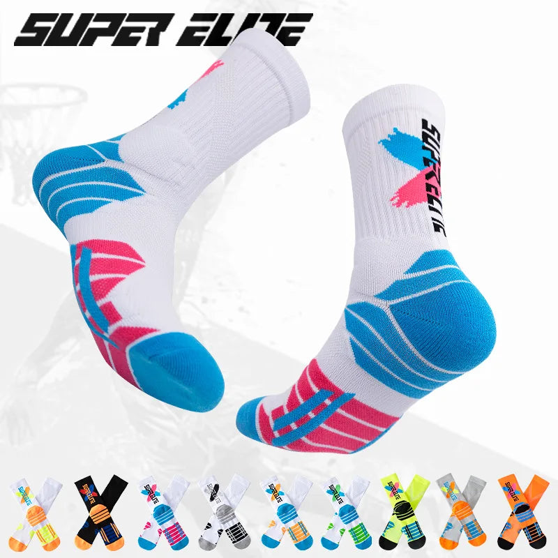 Calcetines deportivos profesionales para hombre, medias de tubo alto, con fondo grueso, absorbente de golpes, contraste de Color, Elite, 1 par