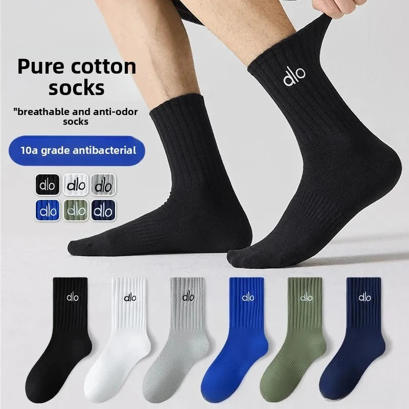 Calcetines dlo de algodón puro antiolor, aptos para todas las estaciones, medias 100% algodón, para jóvenes estudiantes, talla grande, calcetines de baloncesto.