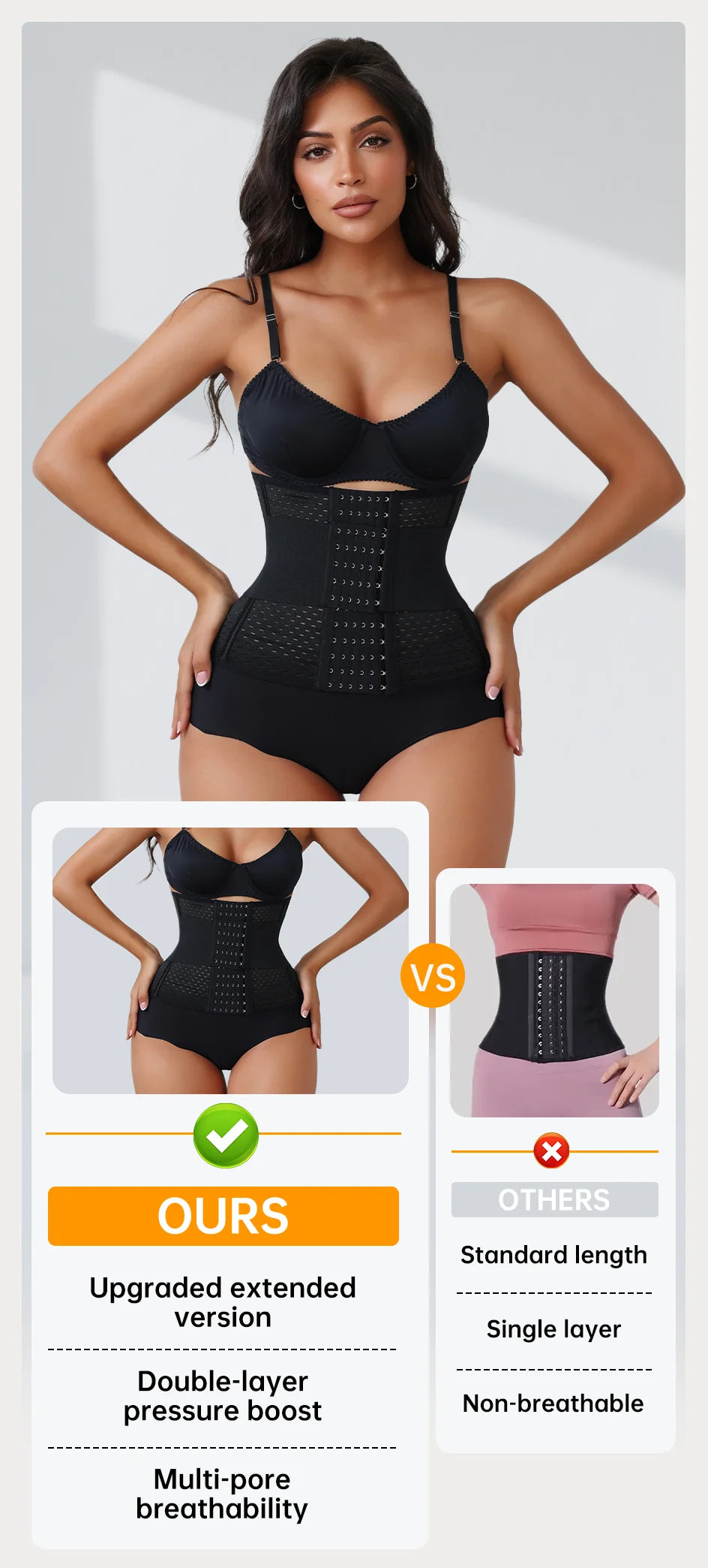 Nuevo Faja Reductora Ajustable para Mujer con Doble Cinturón de Neopreno y Cremallera, Corsé de Entrenamiento para Control Abdominal y Soporte Lumbar