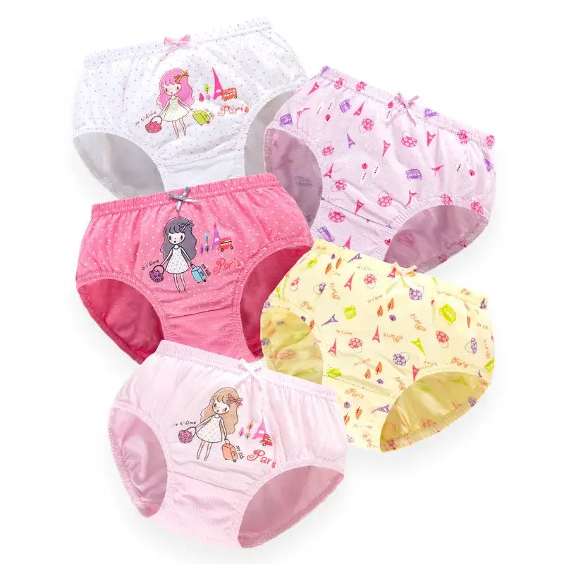 2/5/10 Uds bragas de algodón para niñas lindo gato unicornio Arco Iris varios patrones de dibujos animados calzoncillos para niñas ropa interior cómoda y suave para niños.