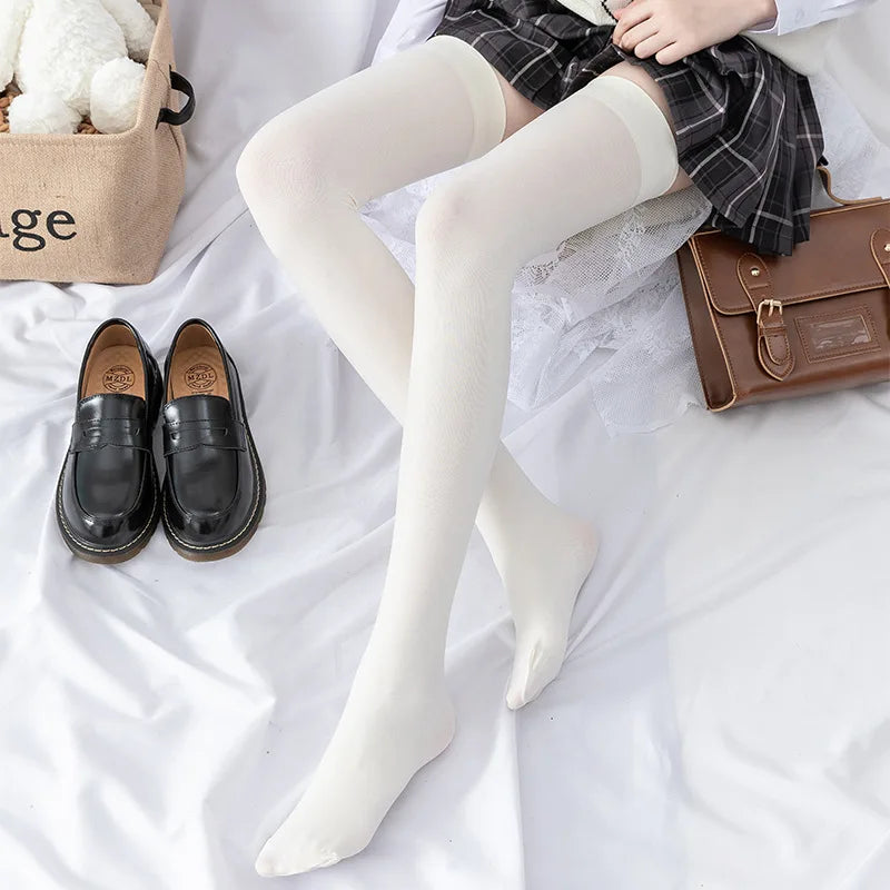 Calcetines largos de terciopelo por encima de la rodilla para mujer y niña, uniforme de alta elasticidad, antideslizantes, ajustados, altura de 190cm