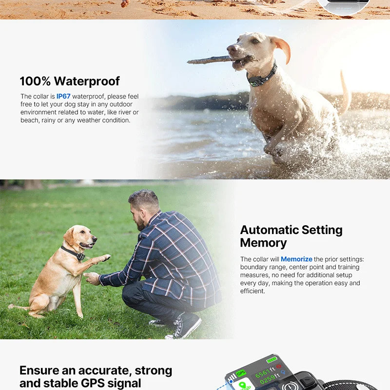 Valla electrónica inalámbrica GPS para mascotas, valla para perros y tapón para ladridos, entrenador para perros, Collar de descarga eléctrica para entrenamiento, actualización 2025