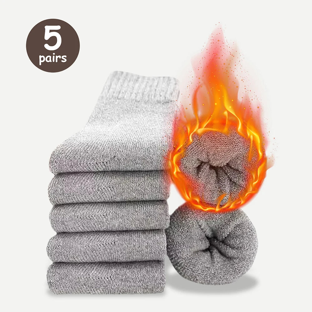 3/5 pares de calcetines cálidos para hombre, calcetines gruesos de media pantorrilla, calcetines antifrío para botas de nieve, calcetines elásticos de color sólido