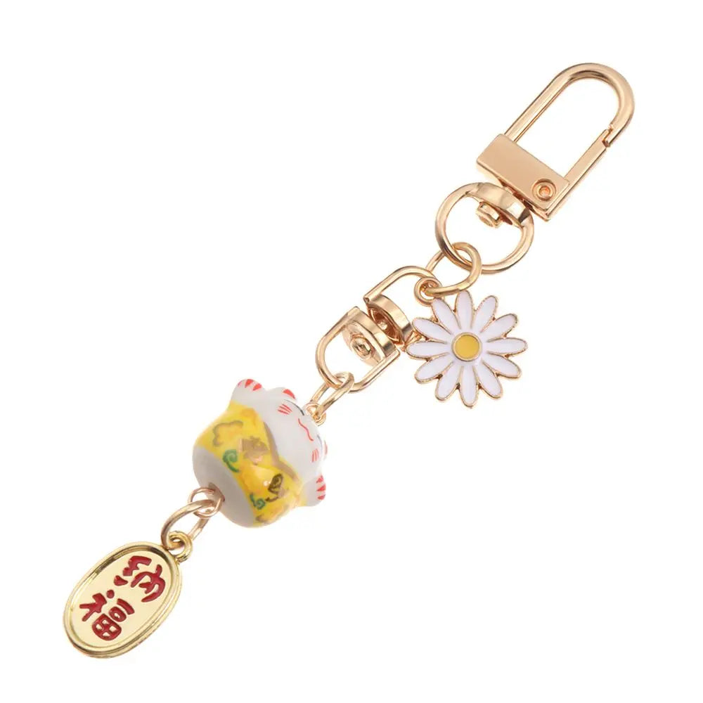 Cordón de correa para teléfono, cuerda colgante de muñeca, estilo japonés, antipérdida, Sakura, gato de la suerte, 1 unidad