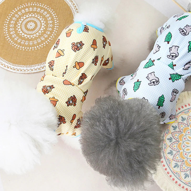 Mono de Invierno para Perros, Ropa Cálida con Estampado para Perros y Gatos, Chihuahua, Bichón, Pijama de Cuatro Patas para Cachorros