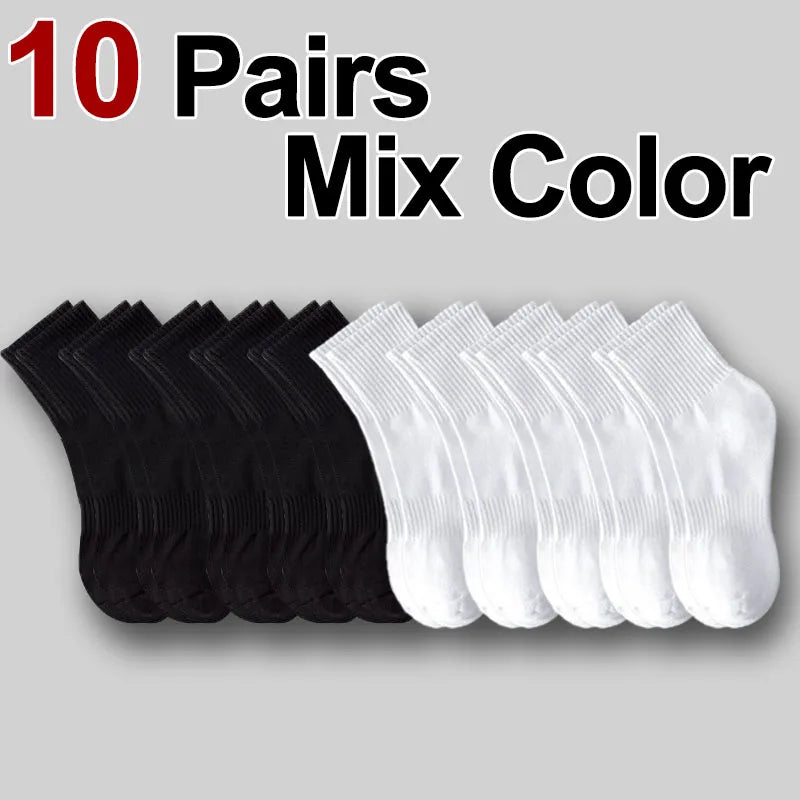 10/20/30 pares de calcetines neutros de Color sólido a media pantorrilla con cuello redondo primavera otoño calcetines deportivos transpirables absorbentes para el sudor para todas las estaciones