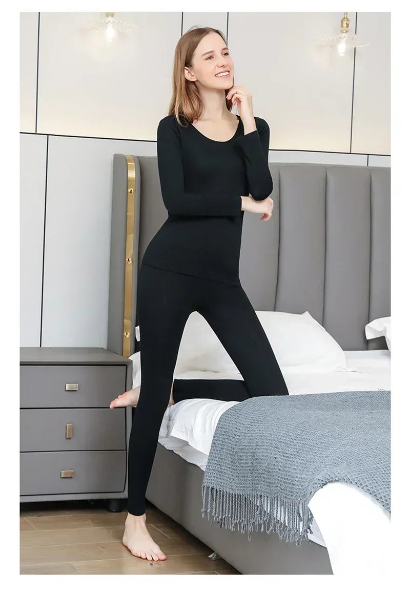 Ropa interior térmica cálida para mujer, ropa íntima Sexy para mujer, Calzoncillos largos con forma de mujer, ropa térmica moldeadora de cuello medio para mujer