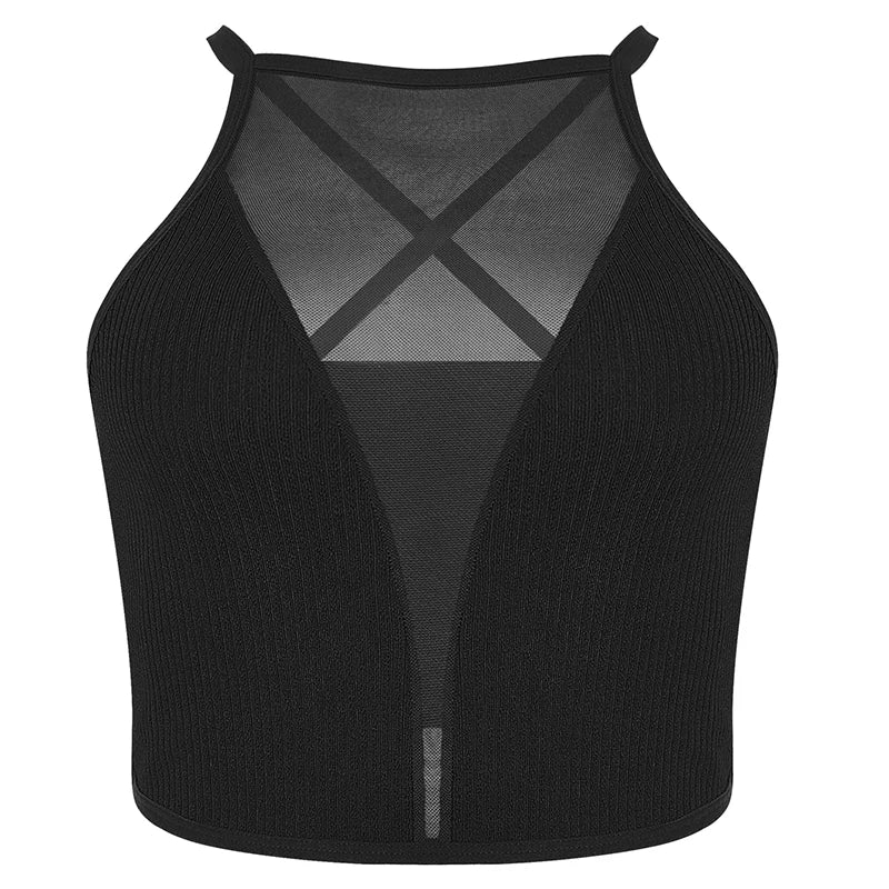 1 Uds. Camisola de malla Sexy, Top corto, corsé acanalado, ropa interior sin espalda, moda novedosa, sujetador informal para mujer, Top sin mangas, Bralette, lencería