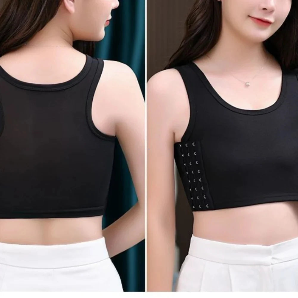 Carpeta de pecho transpirable para mujer, chaleco corto con hebilla lateral, Tops, carpeta de pecho, ropa interior, camisetas sin mangas, vendaje envolvente para el pecho inalámbrico