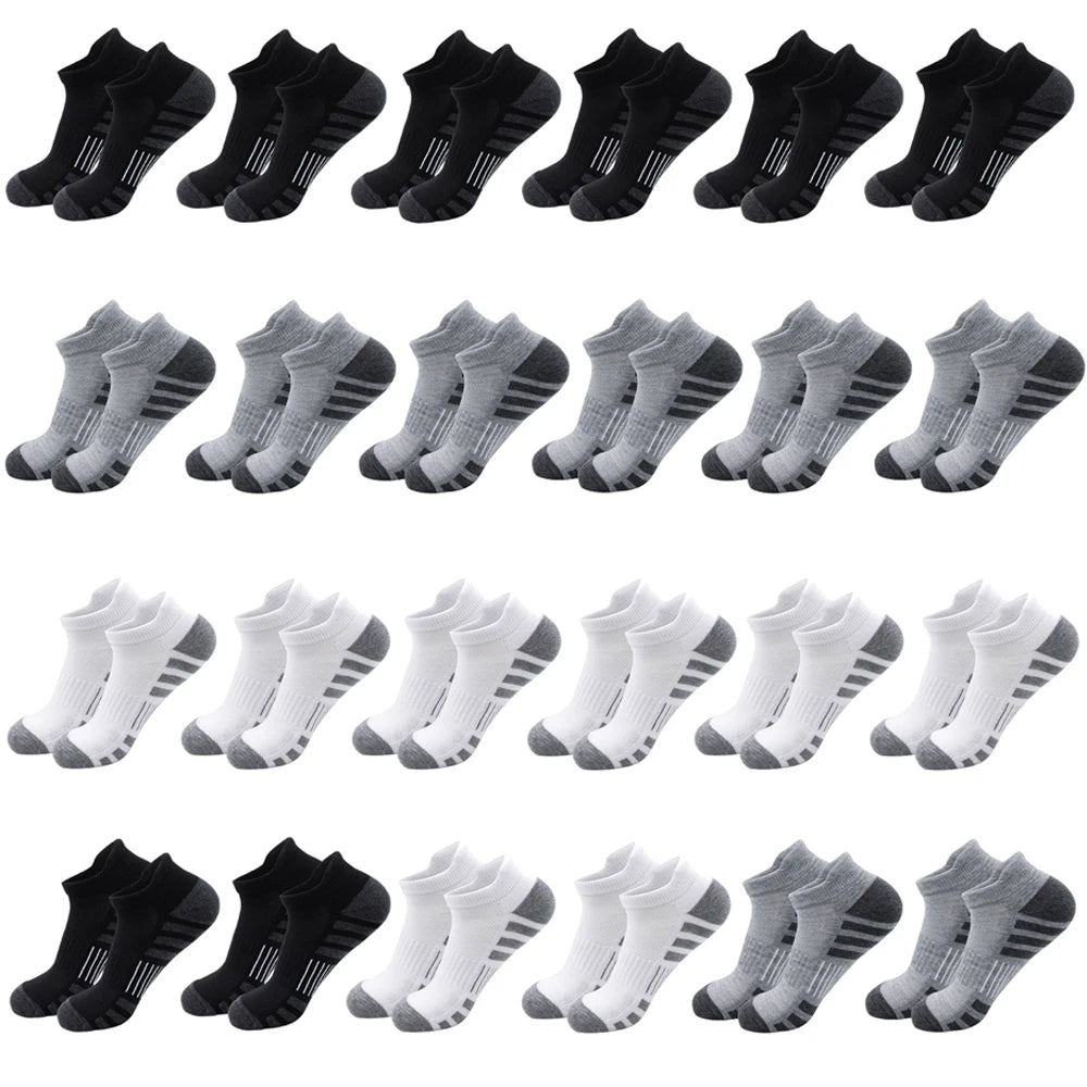 6/24 pares de calcetines deportivos tobilleros para correr, calcetines deportivos acolchados y transpirables de corte bajo para hombres y mujeres