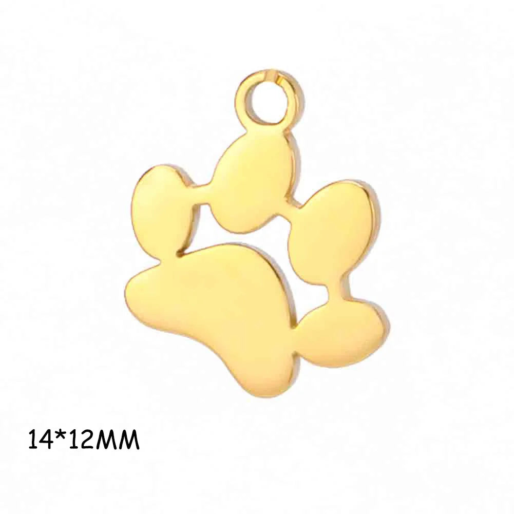 Cazador-abalorios de acero inoxidable con huella de pata de perro y gato, para hacer joyería DIY, bonito colgante de Animal para pulsera, pendientes y collar
